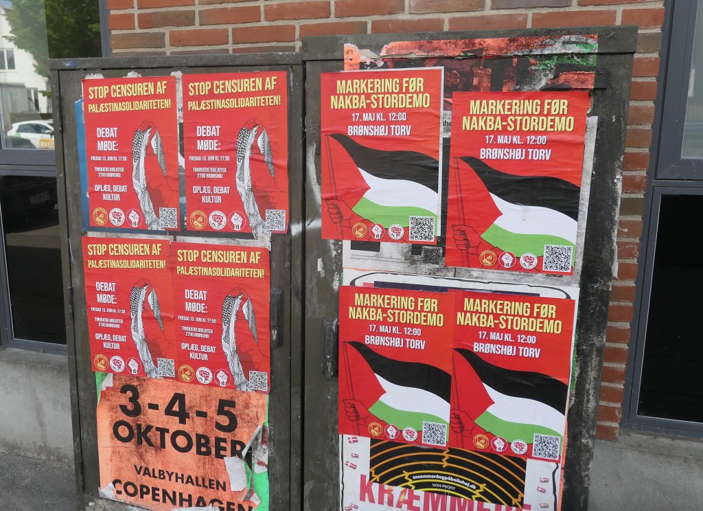 København: Plakater for kommende aktiviteter til støtte for&nbsp;Palæstina